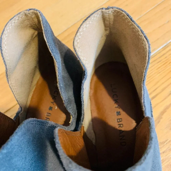 LUCKY BRAND SUEDE SHOES BOOTIES HEEL Size 7.5 37.5 M EXCELLENT - Picture 12 of 14